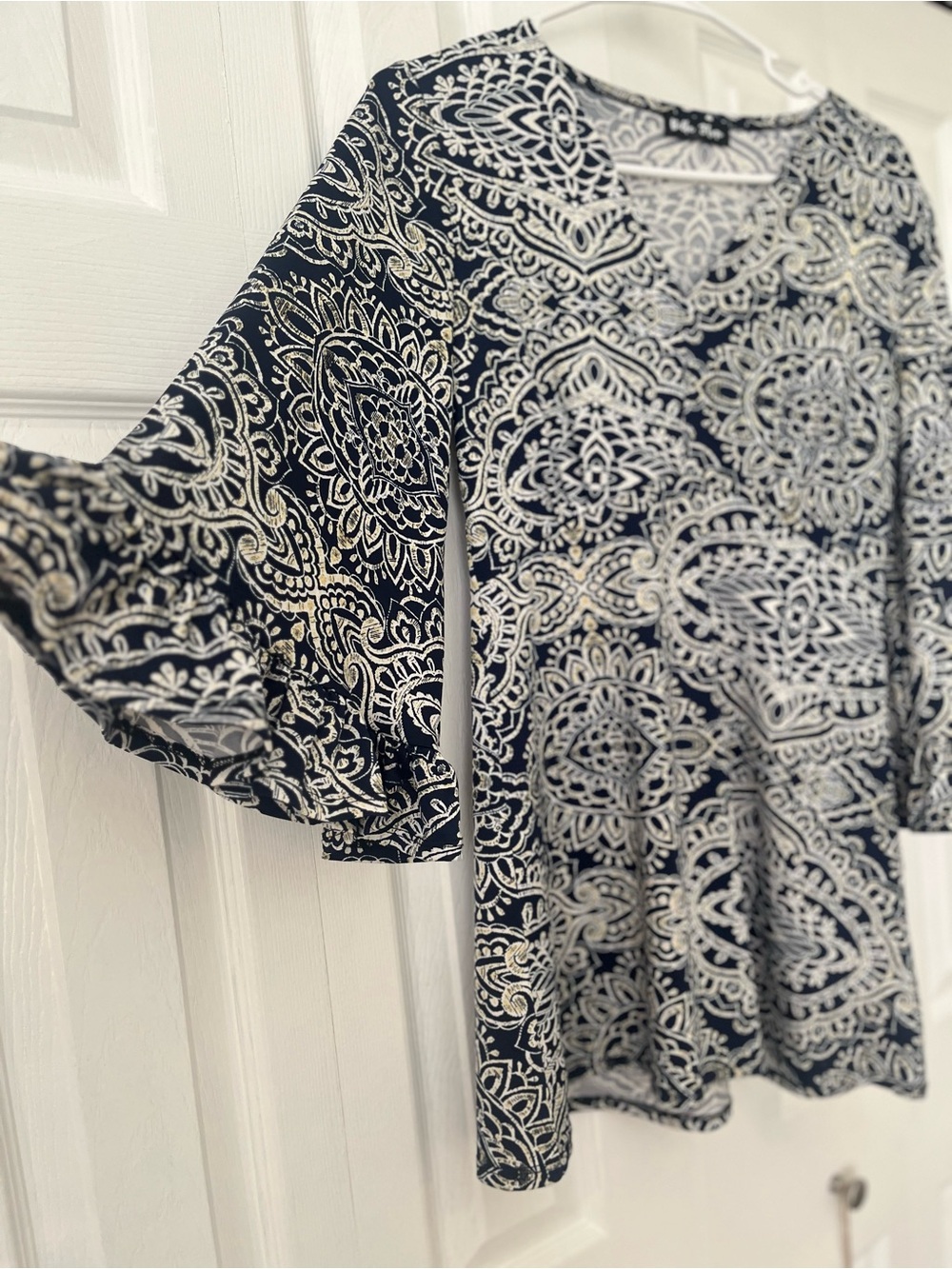 Blue & White Paisley Floral Swing Dress